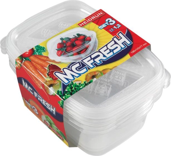 HEIDRUN McFresh Plastic Container with Lid 1.2 L, Set of 3