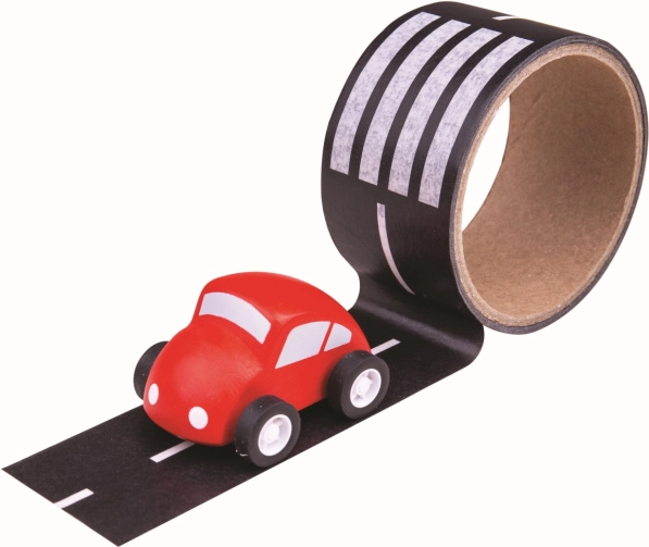 Lipni juostos kelias su automobiliuku nuo Bigjigs Toys
