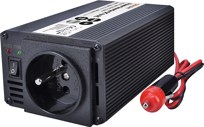 Solight voltage converter 12 V to 230 V 200 W with USB, metal, black