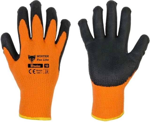 Žieminės darbo pirštinės WINTER FOX LITE, lateksas, dydis 11 (XXL)