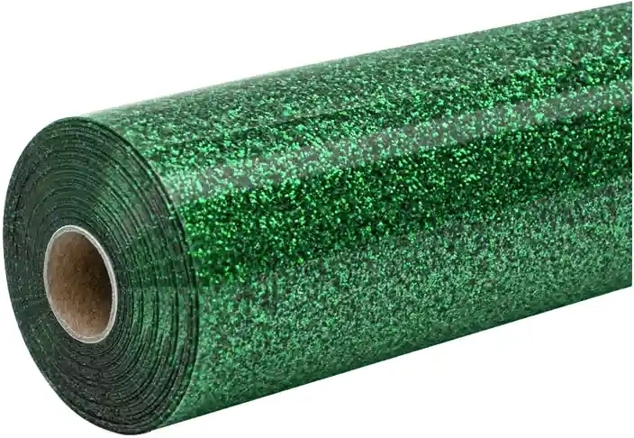 HTVRONT glitter iron-on heat transfer vinyl for thermotransfer 30.5 × 90 cm green