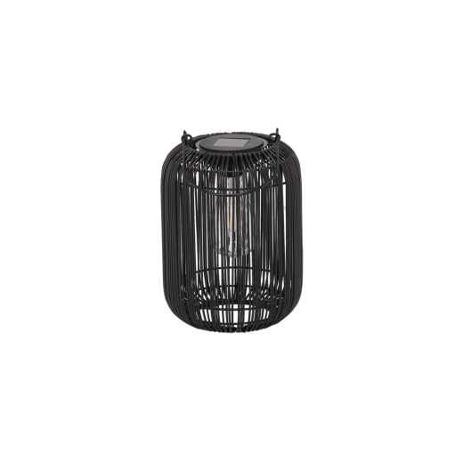 Solar metal garden lantern 24 cm, black