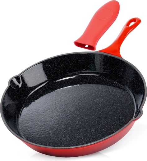 ketinė emaliuota keptuvė su silikoniniu užvalkalu 30 cm