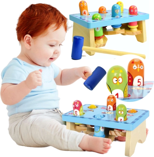 Medinė kaldymo suolelė PAUKŠČIAI Small Foot