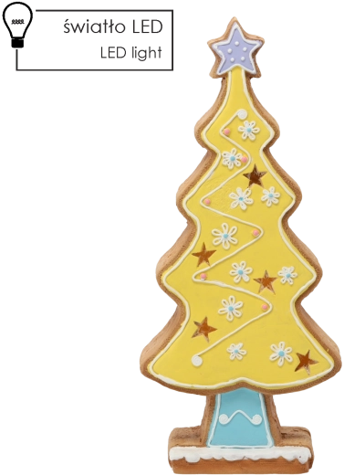 Christmas figurine gingerbread tree with yellow LED lighting 53.6 cm