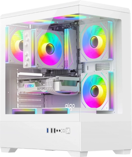 DarkFlash C365 White Computer Case + 5 Fans