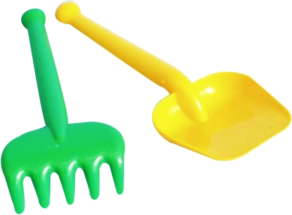 Plastinis sodo rinkinys vaikams – maža mentelė ir grėbliai