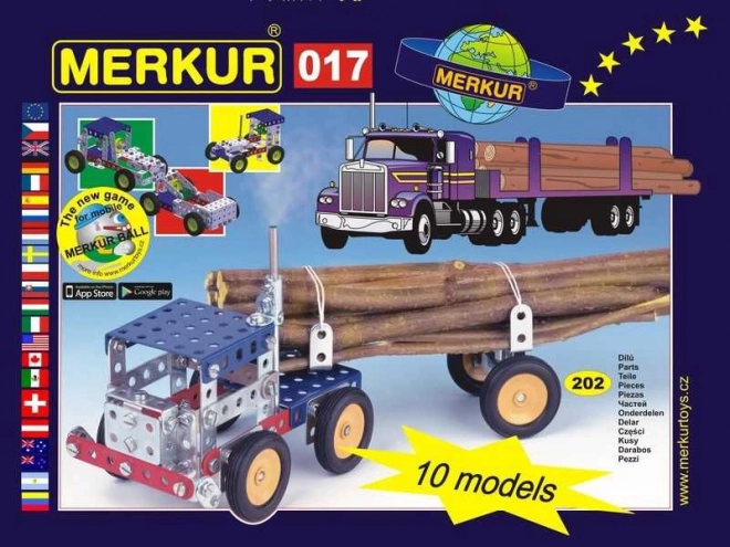 Merkur sunkvežimio konstruktorius – metalinis konstrukcinis rinkinys (202 dalys, 10 modelių)