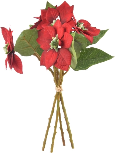 Artificial Christmas poinsettia bundle 30 cm – red