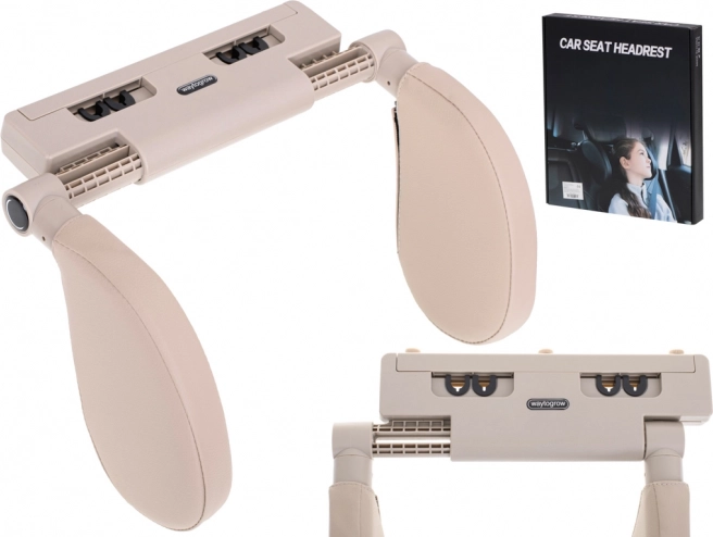 Automobilinė kelioninė atraminė pagalvė galvai ir kaklui, reguliuojama – Smėlio (bežinė)