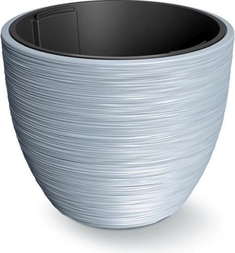 Planter with insert 47 cm – light grey, ribbed plastic cover