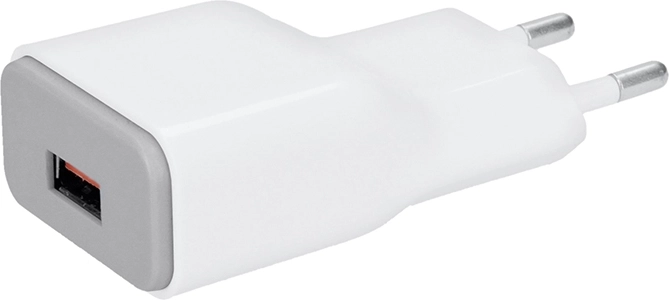 Solight USB charging adapter with Qualcomm fast charging (1× USB-A), white-gray