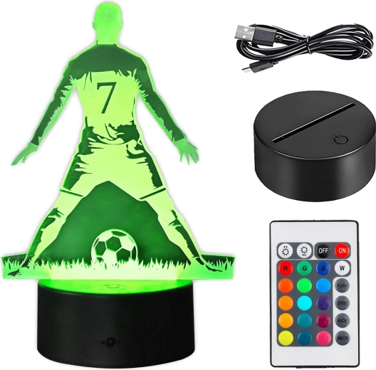 LED naktinė lemputė su futbolininku ir 3D efektu