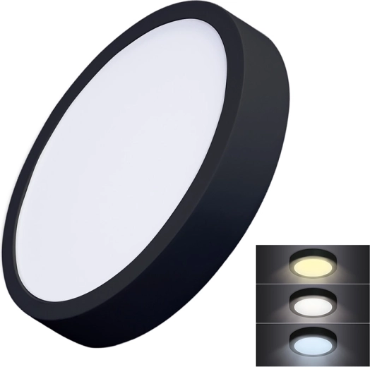 Solight LED priglaistomas mini skydelis CCT 24 W, apvalus, juodas