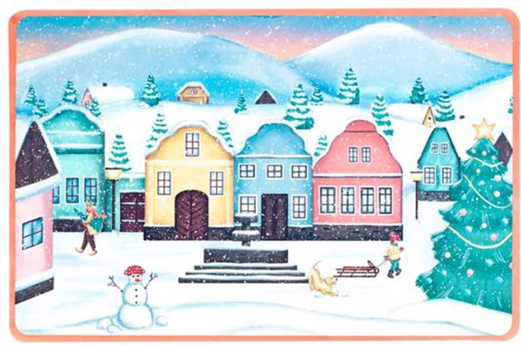 Christmas Placemat Little Village, plastic 28.5 × 44 cm