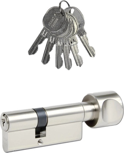 Cylindrical cylinder 30/40 with knob, 6 keys, matte nickel RICHTER