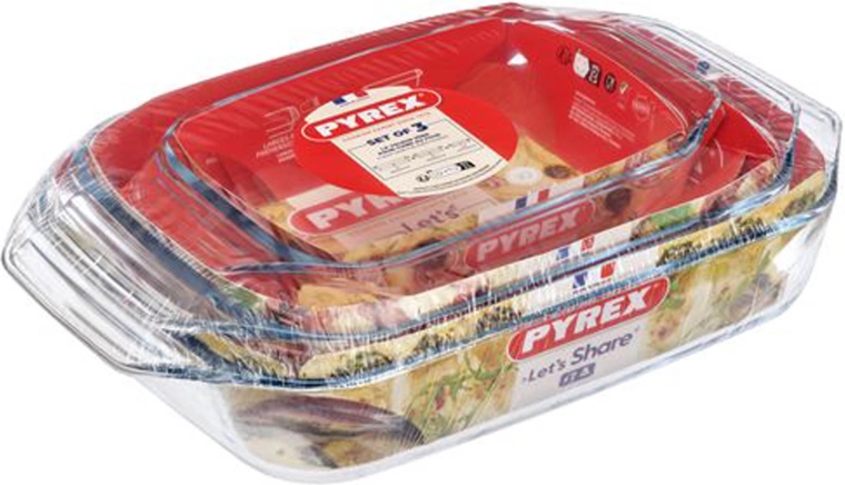 Stiklinių kepimo indų rinkinys PYREX 3 vnt. (1,4 l + 3 l + 4 l)