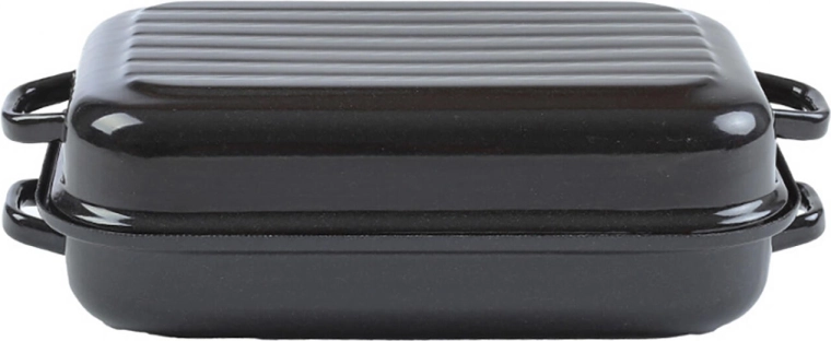 Enamelled two-piece roasting pan 35 × 24 cm with lid and ridged bottom