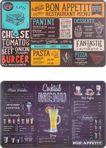 Plastikinis padėkliukas MENU 43 × 28 cm, dekorų mišinys
