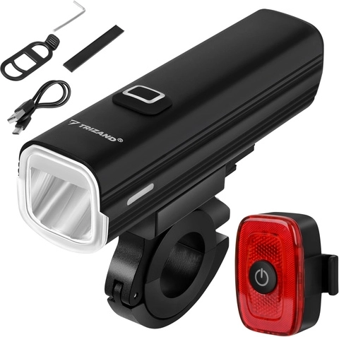 Trizand LED dviračio žibintas 1000 lm USB‑C su powerbank funkcija (priekinis + galinis)