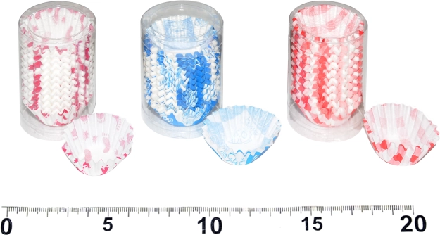 Spalvotos popierinės konditerinės formelės, 200 vnt. (Ø 3 cm, aukštis 1,5 cm)