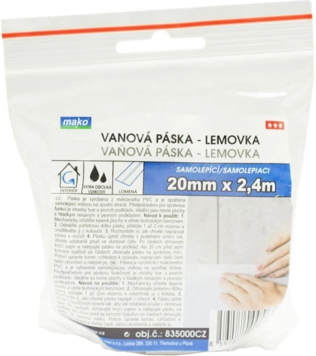 Bathtub sealing trim 22 mm × 2.4 m white