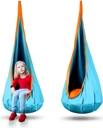 Kids hanging cocoon swing turquoise