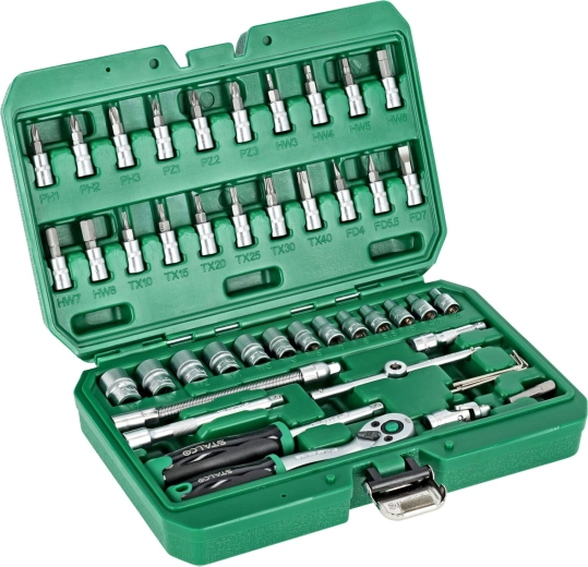 Stalco 1/4" socket wrench and bit set (48 pcs) in a case