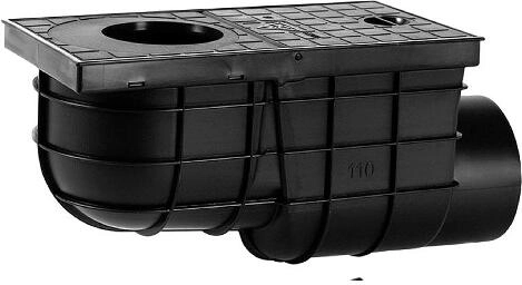 Side roof water gully DN 110 plastic black