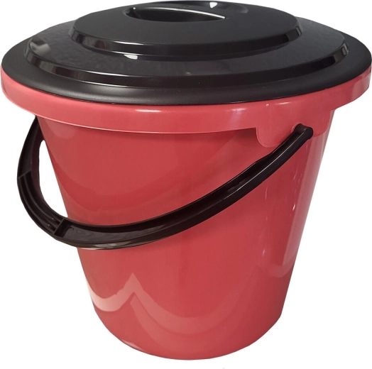 Plastikinis kibiras su dangčiu ir matavimo skale 10 l – spalvų mišinys