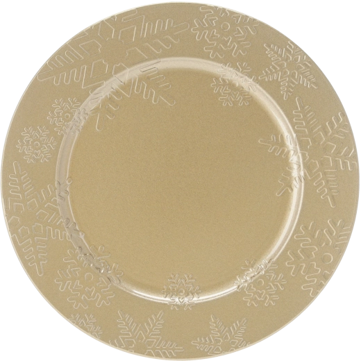 Gold round charger plate with snowflake pattern 33 cm