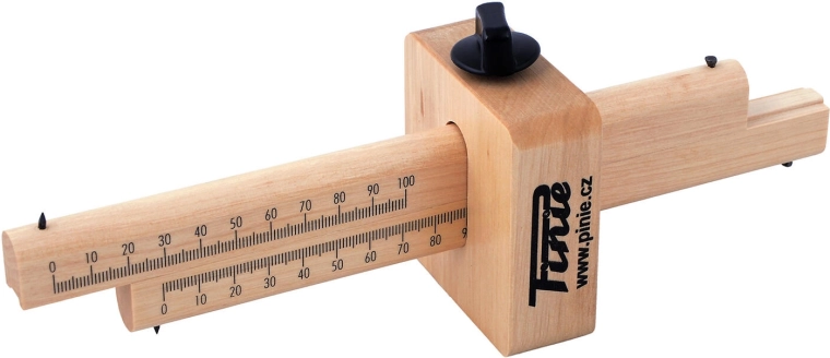 Double wooden marking gauge for joinery
