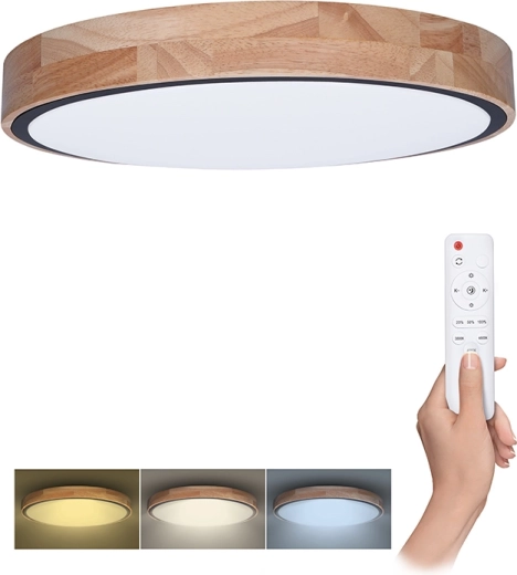 Solight LED lubinis ir sieninis šviestuvas „Iron Oak“ su nuotolinio valdymo pulteliu, 48 W, 40 cm, pritemdomas, CCT 3000–6500 K