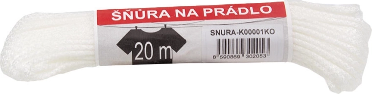 Skalbinių virvė PPV 20 m, skersmuo 3 mm, balta