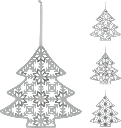 Hanging wooden tree decoration 30 cm white