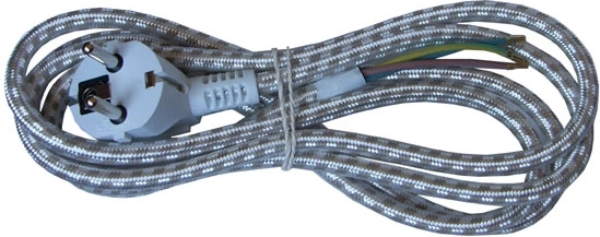 Solight braided power cord 3 m, 3×0.75 mm², angled plug