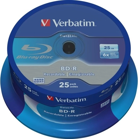 Blu-ray laikmenos VERBATIM BD-R 25GB 6× DataLife, spindle pakuotė 25 vnt.