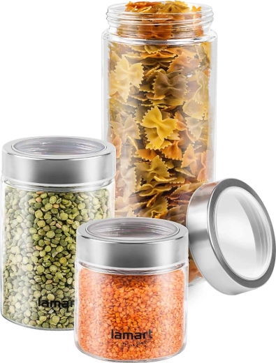 Lamart set of 3 round glass jars