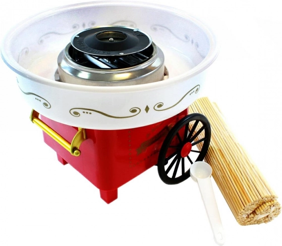 Retro saldžios vatos gaminimo aparatas, raudonas