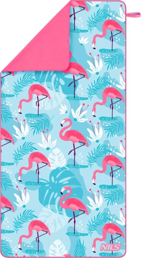 Quick-drying microfiber towel NILS Camp flamingos 160 × 80 cm