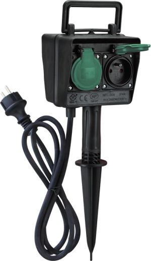 Solight IP44 garden power post with 2 sockets and timer switch