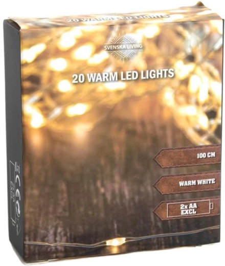 Šviesos girlianda su 20 LED lempučių, 100 cm
