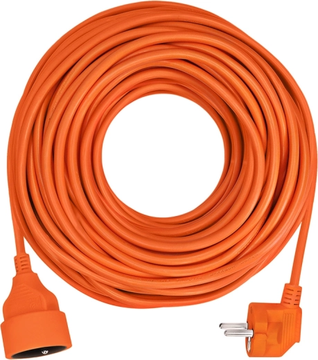 Solight extension cable with inline coupling, 1 socket, 30 m, orange