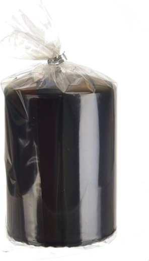 Glossy black cylindrical decorative candle 10 cm