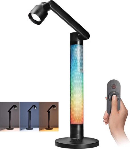 Solight LED pritemdoma stalinė lemputė su RGB foniniu apšvietimu 10 W 600 lm su nuotolinio valdymo pulteliu