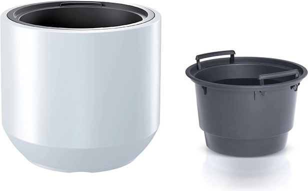White plastic flower pot with insert 39 cm