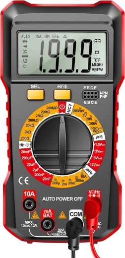 Digital multimeter with auto range and backlit display