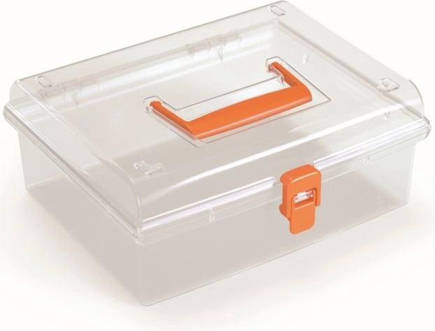 Plastic organizer with transparent lid, orange 245 × 214 × 100 mm