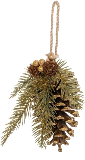 Hanging plastic pine cone decoration 16 cm