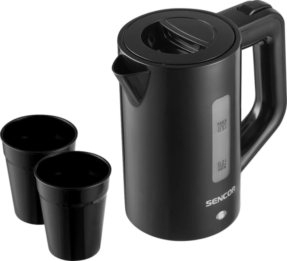 Sencor kelioninis elektrinis virdulys, 0,5 l, su puodeliais